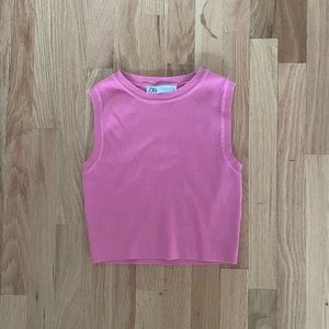 Zara pink knit crop tank